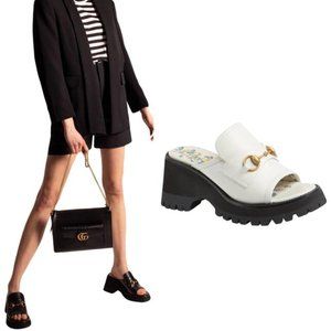White Horsebit New Harald Platform Slide Chunky Y2k 42 Sandals